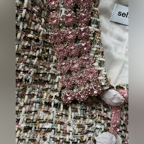 Self Portrait PINK METALLIC BOUCLE MINI DRESS - Picture 4 of 4